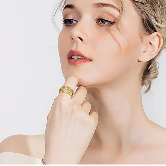 Golden Seven Spark – Moissanite Ring - Alyrah Jewellery