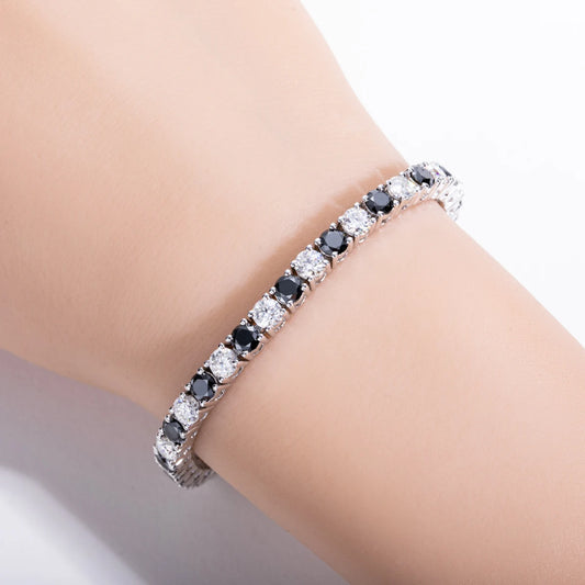Midnight Royale – Black Moissanite Tennisarmband aus 925 Sterling Silber