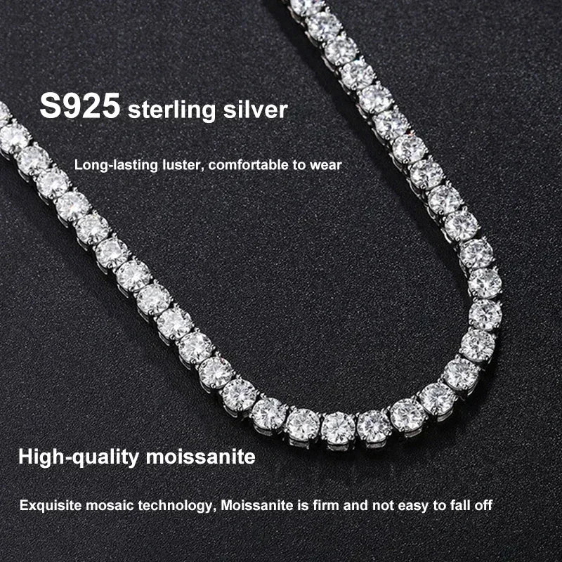 Moissanite Tennis Necklace & Bracelet Set | 925 Sterling Silver | Lab Diamonds for Women & Men