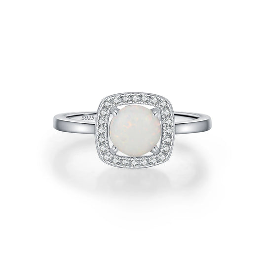 Urban Halo – Exquisite Square & Round Opal Ring