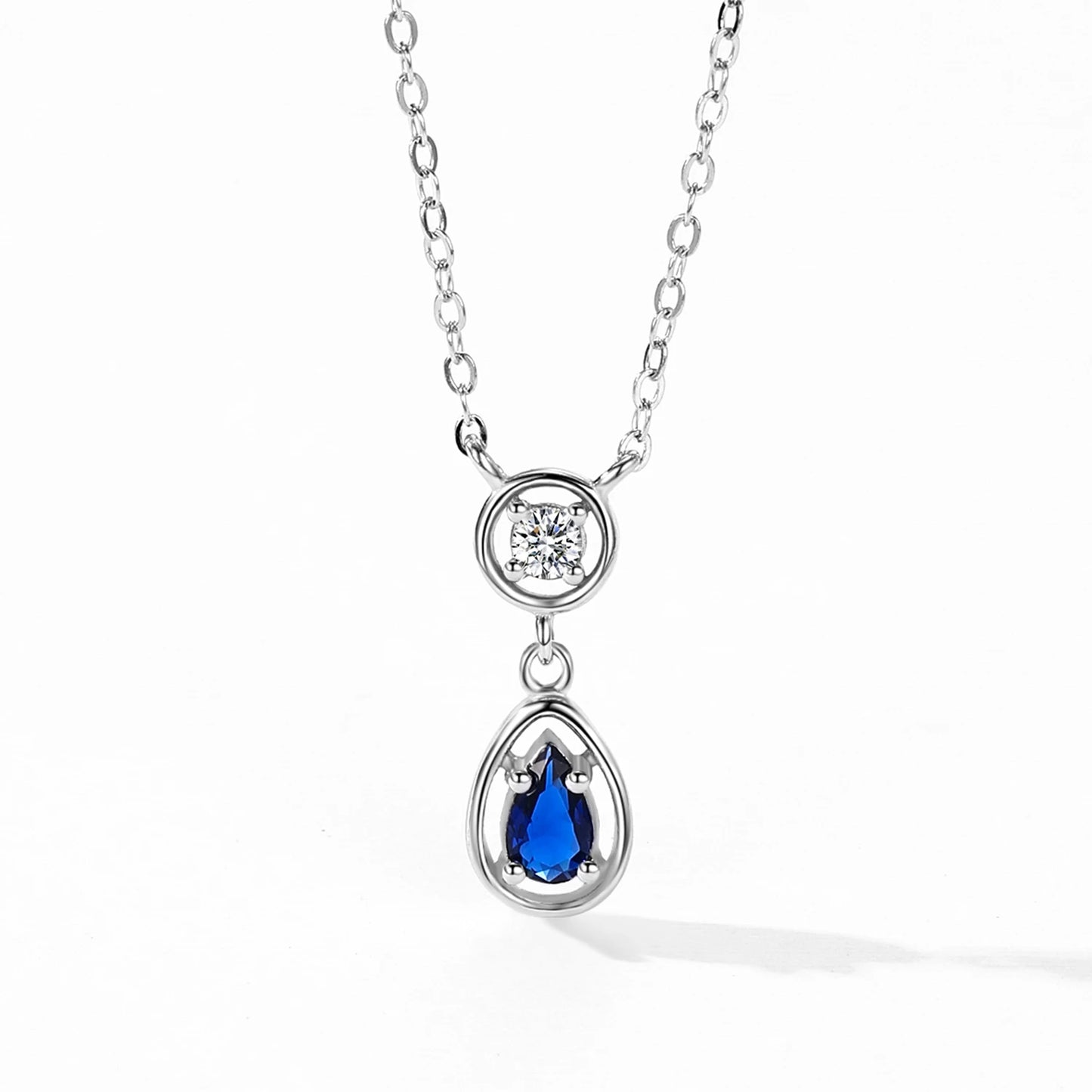 ALYRAH 925 Sterling Silver Jewelry Set – Blue Zircon Water Drop Pendant Necklace & Earrings | Elegant Wedding Gift