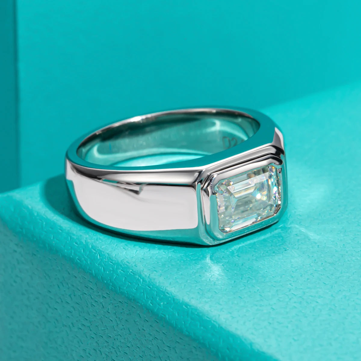 Imperial Emerald – 2ct Moissanite Herrenring aus 925 Sterling Silber, 18K vergoldet