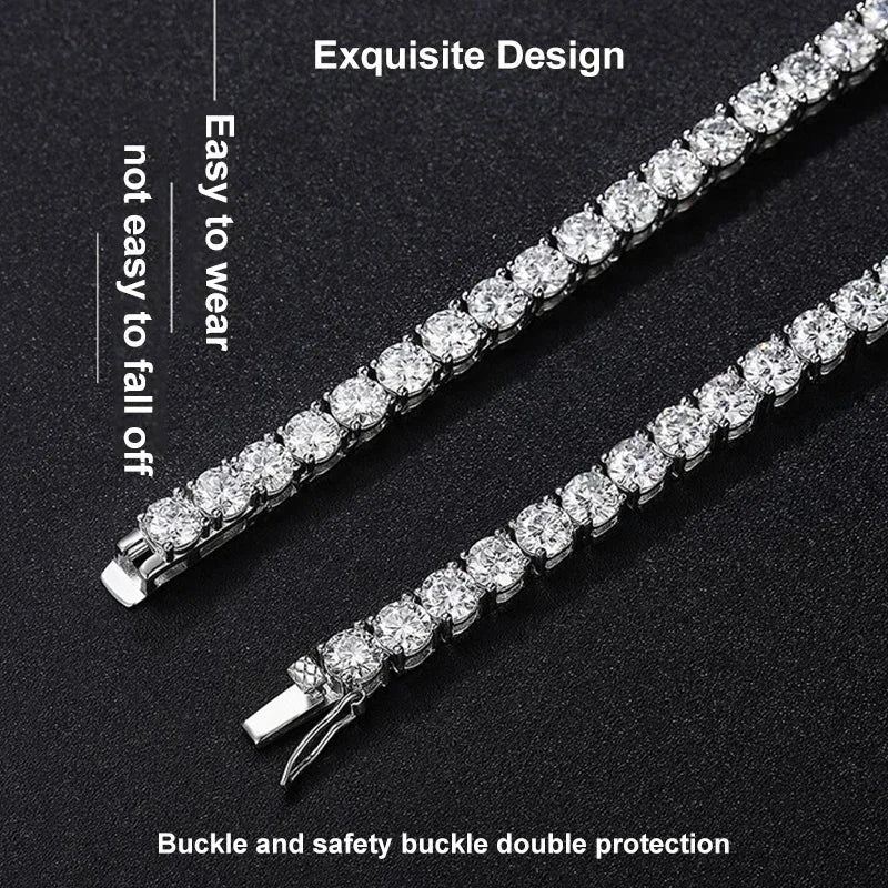 Moissanite Tennis Necklace & Bracelet Set | 925 Sterling Silver | Lab Diamonds for Women & Men