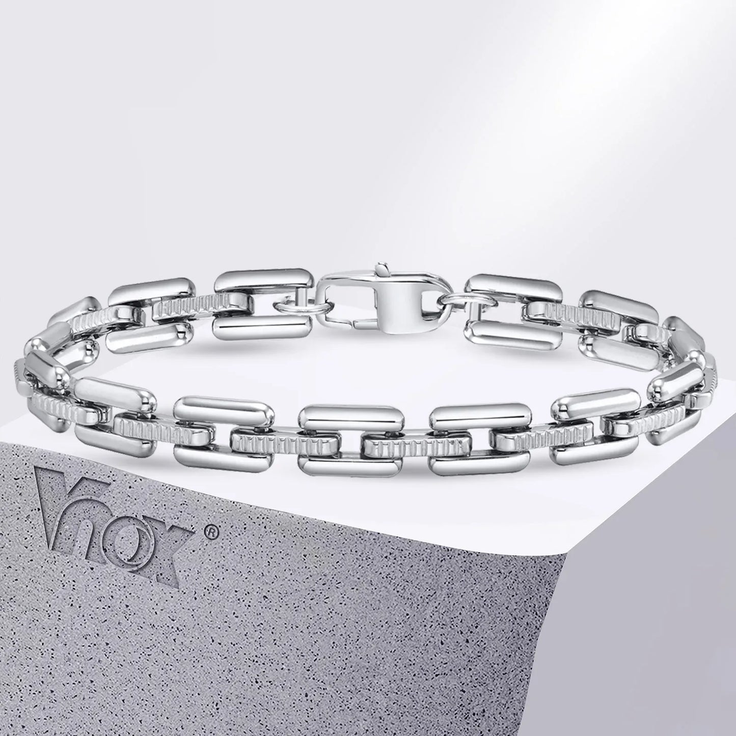 Iron Pulse – Schweres handgefertigtes Armband mit rechteckigen Gliedern - Alyrah Jewellery