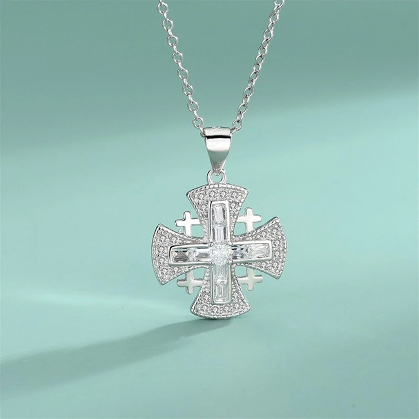 925 Sterling Silver Jerusalem Cross Pendant – Vintage Crusader Necklace for Women & Girls | Georgian Emblem Jewelry