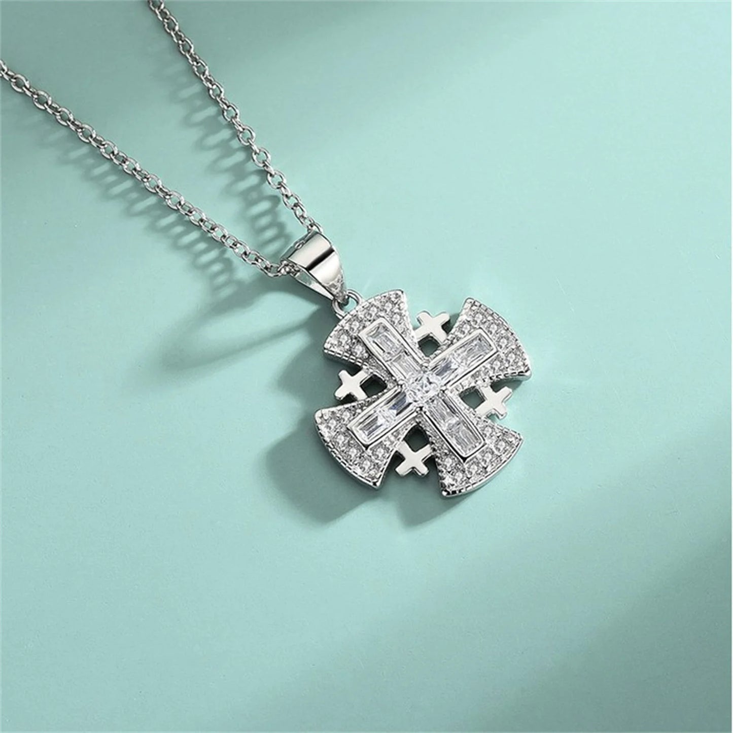 925 Sterling Silver Jerusalem Cross Pendant – Vintage Crusader Necklace for Women & Girls | Georgian Emblem Jewelry