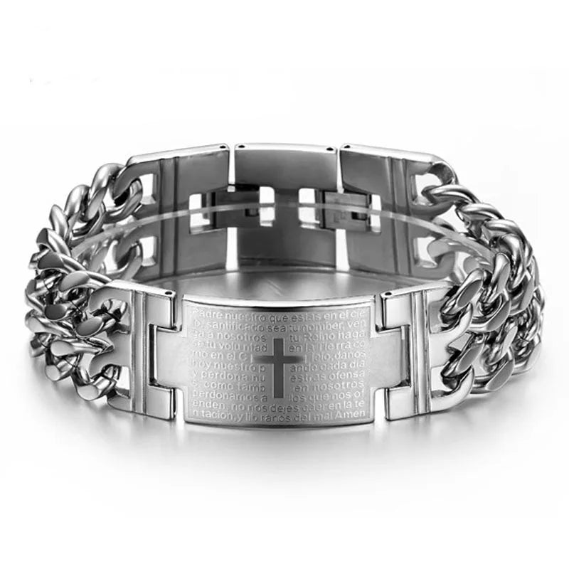 Urban Cross – Stainless Steel Cuban Link Bracelet