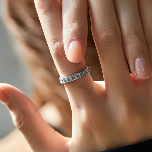 Celestial Prism – Square Zirconia Eternity Band - Alyrah Jewellery