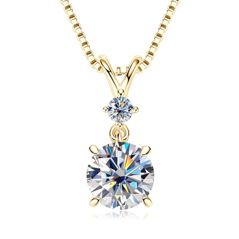 Sparkling Togetherness – 1CT/2CT/3CT Moissanite Solitaire Pendant Necklace in Silver, Adjustable Chain, Luxurious