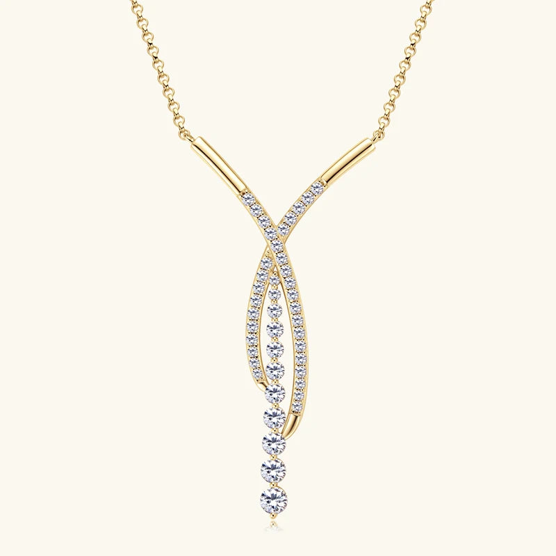 Radiant Y – 2-Carat Moissanite Pendant Necklace in Silver, Adjustable Chain, Luxury Jewelry