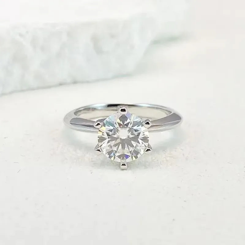 Moissanite Ring for Women 0.5-5ct | 925 Sterling Silver with White Gold Plating | Engagement & Wedding Band