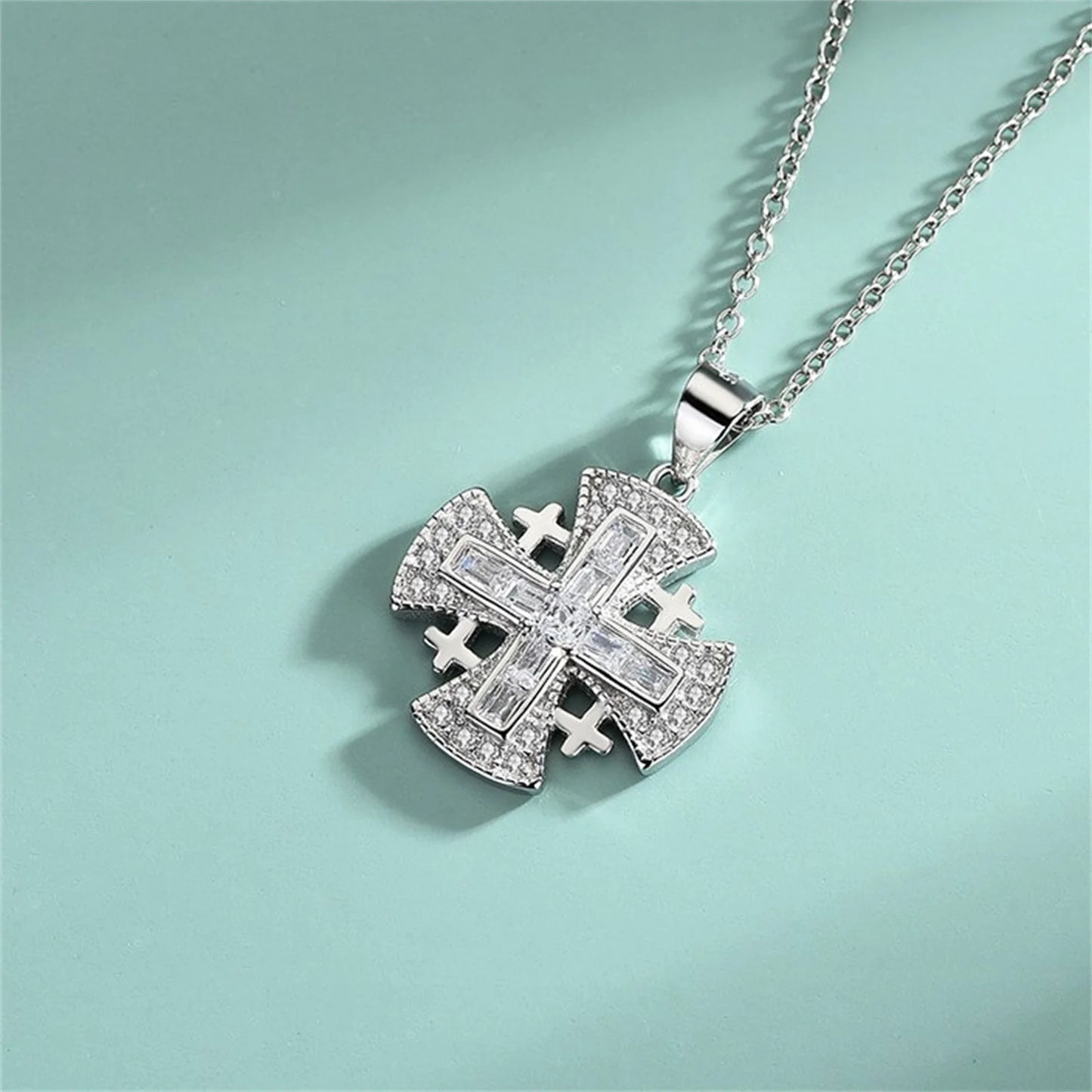 925 Sterling Silver Jerusalem Cross Pendant – Vintage Crusader Necklace for Women & Girls | Georgian Emblem Jewelry