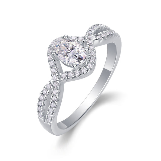 Alice nel Paese delle Meraviglie – Elegante anello nuziale con moissanite
