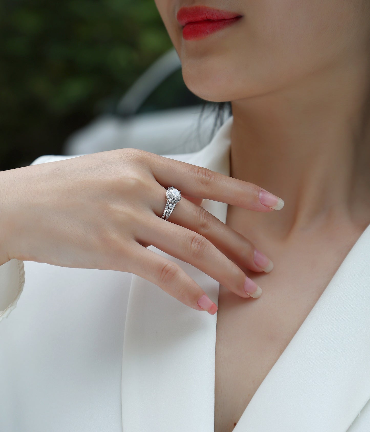 Meteor Shower – Radiant Moissanite Wedding Ring