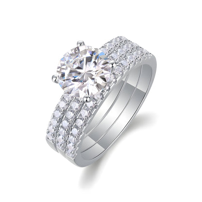Trinity – Eleganter Moissanit-Ehering Silber