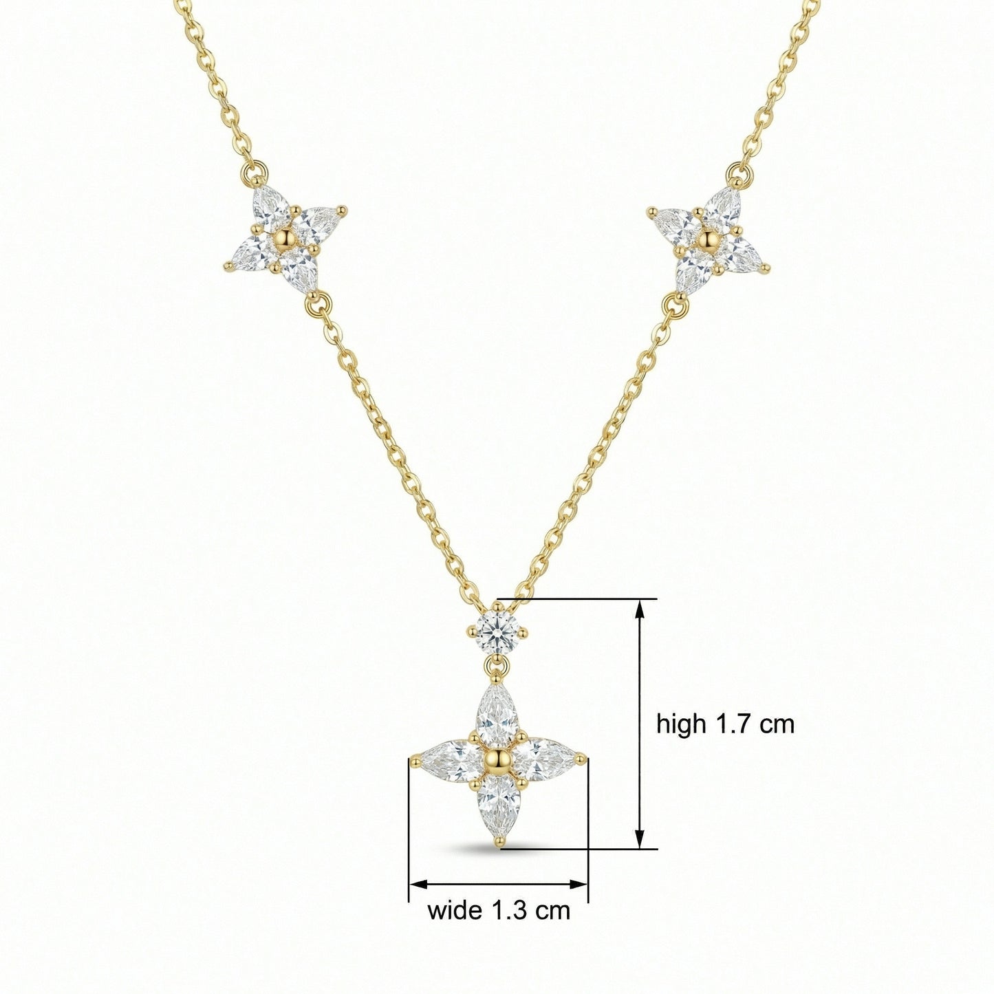 Blossom Harmony – 925 Silver Necklace with Triple Floral Design