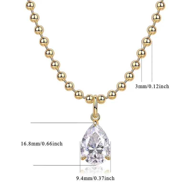 Wish Light – Trendiges S925 Silber Collier mit 9×13 mm tropfenförmigem Moissanit & Vergoldung - Alyrah Jewellery