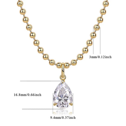Wish Light – Trendiges S925 Silber Collier mit 9×13 mm tropfenförmigem Moissanit & Vergoldung - Alyrah Jewellery