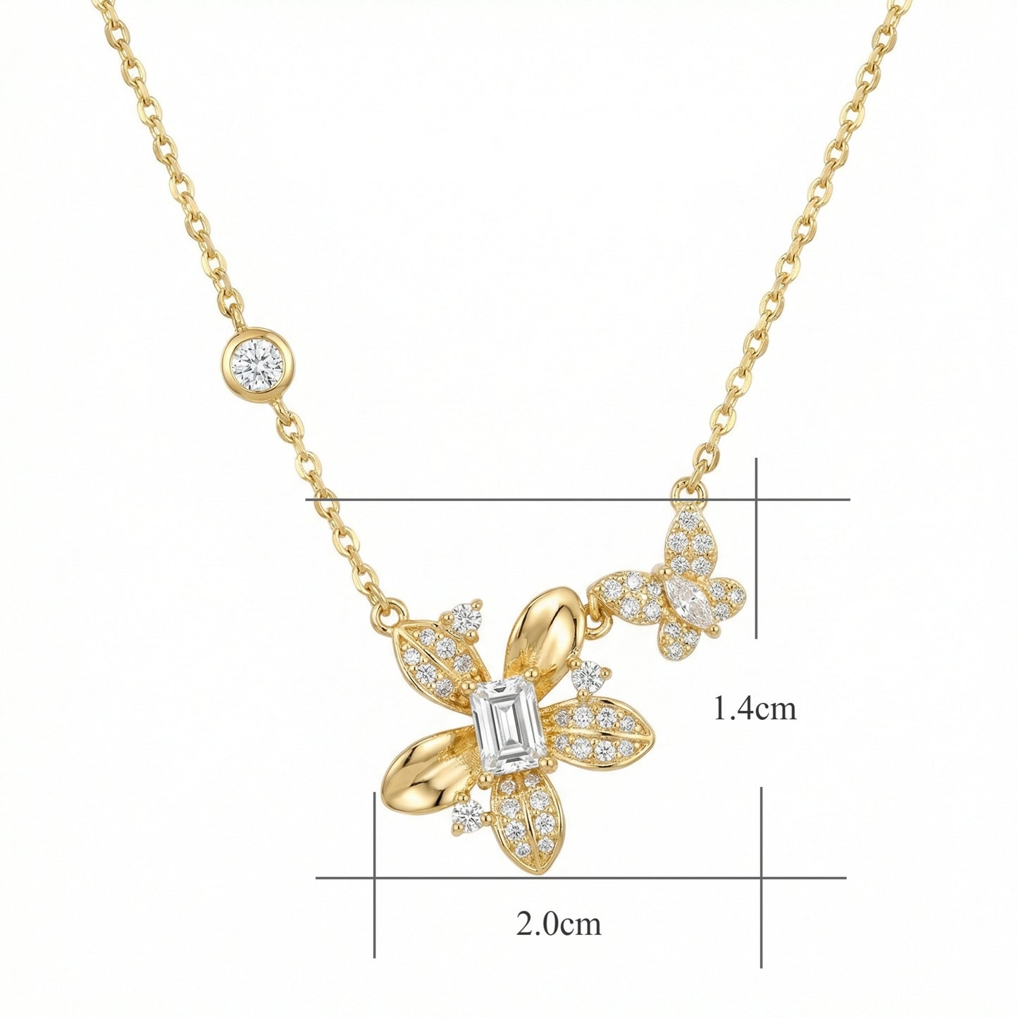 Blütentraum – Collana in argento 925 con fiore di diamanti e farfalla