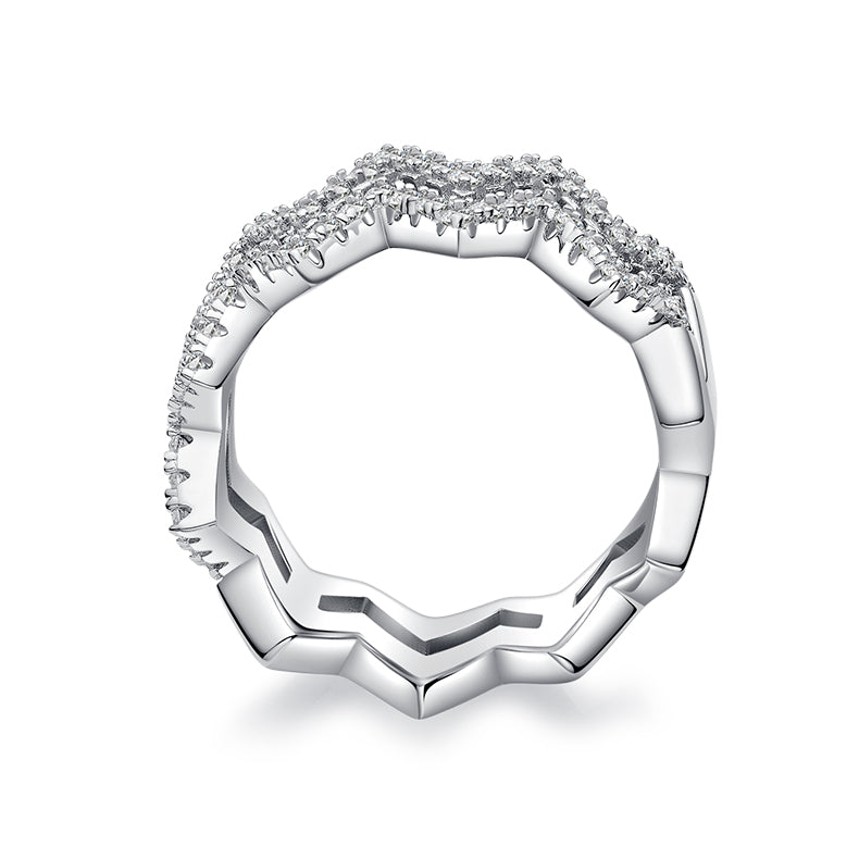 Diamond Shine – Elegante anello a zigzag in argento con moissanite di alta qualità