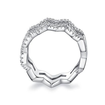 Diamond Shine – Elegante anello a zigzag in argento con moissanite di alta qualità