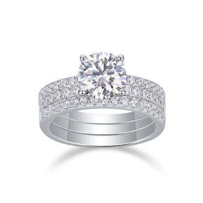 Trinity – Eleganter Moissanit-Ehering Silber