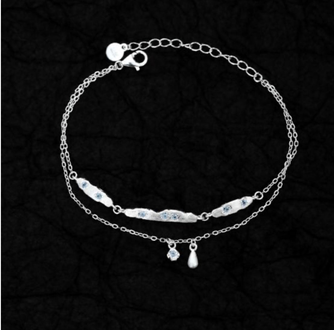 Lichtträne – Armband aus 925 Silber mit doppeltem CZ-Anhänger