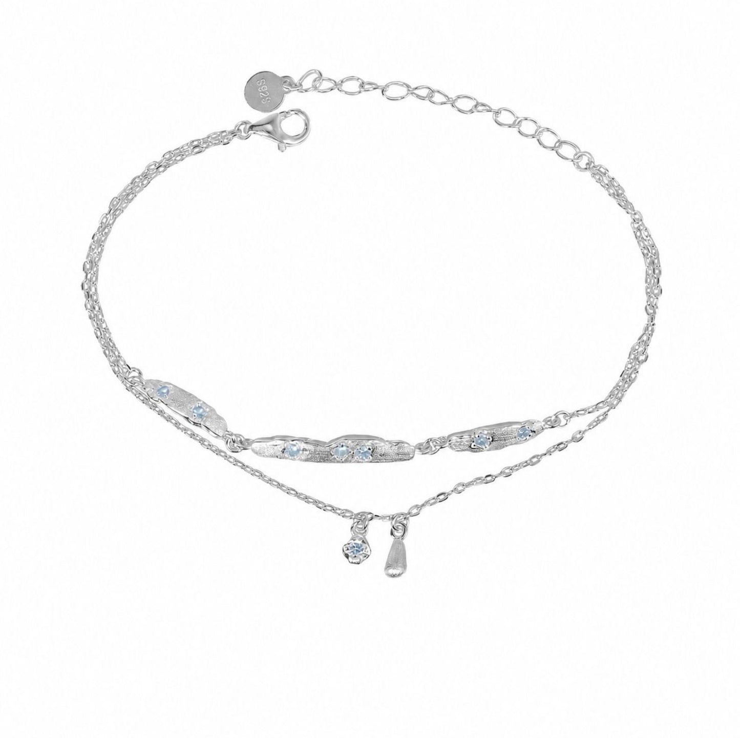 Lichtträne – Armband aus 925 Silber mit doppeltem CZ-Anhänger