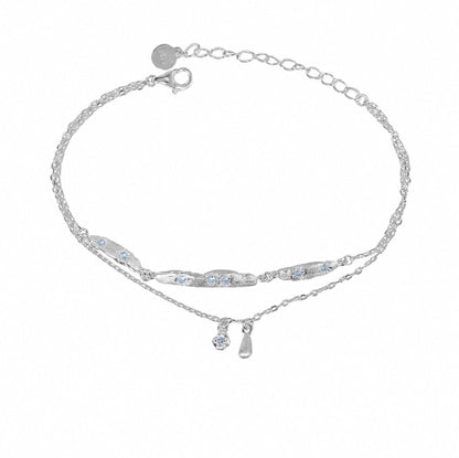 Lichtträne – Armband aus 925 Silber mit doppeltem CZ-Anhänger