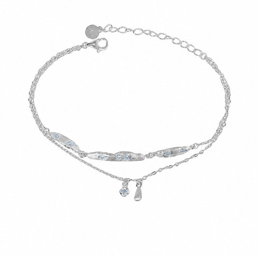Lichtträne – Armband aus 925 Silber mit doppeltem CZ-Anhänger
