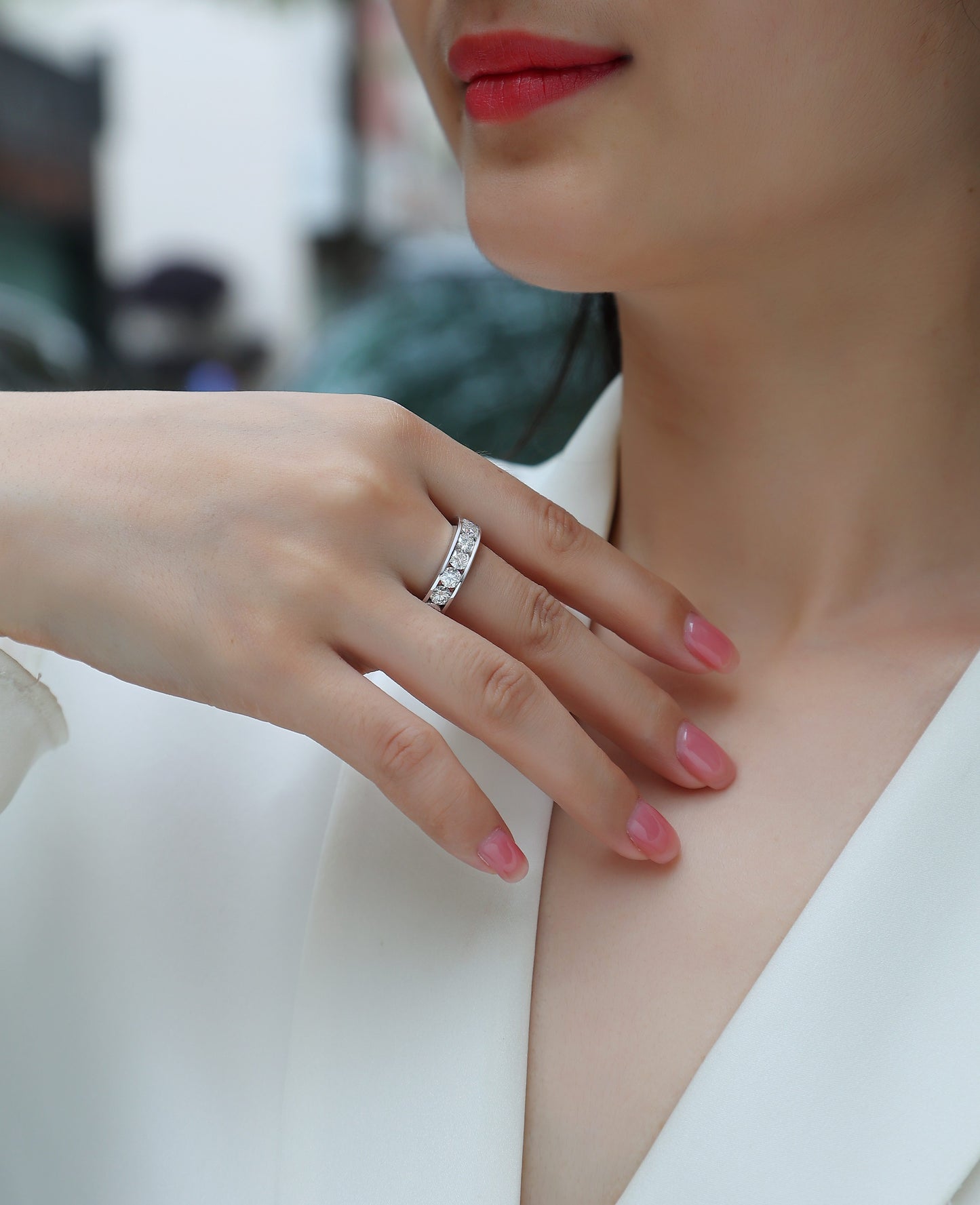 Large Star Ring – Moissanite 0.1 carat per point, S925 sterling silver with platinum plating