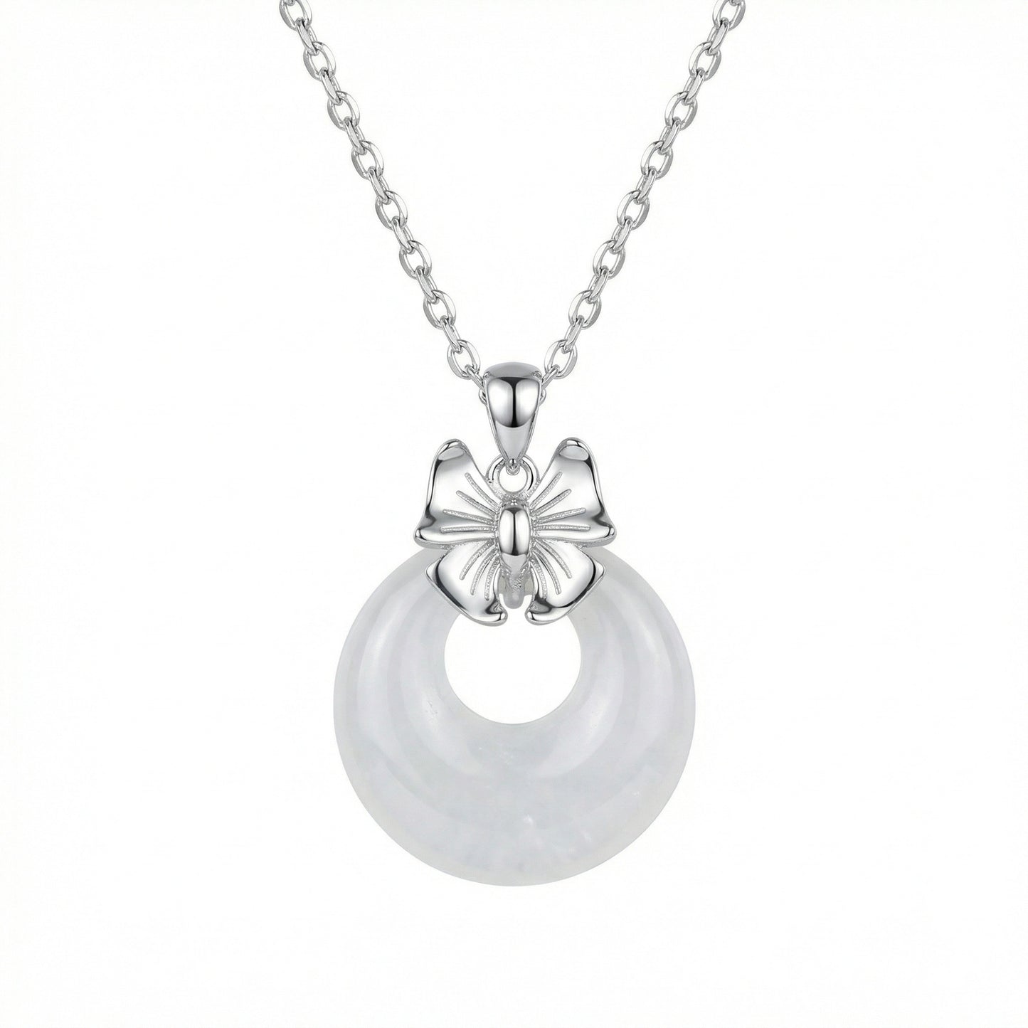 White Aura - Noble Jade Necklace in 925 Silver