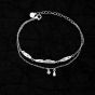 Crystal Tear  – Minimalistisches Doppelketten-Armband aus Sterling Silber