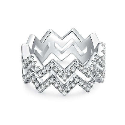 Diamond Shine – Elegante anello a zigzag in argento con moissanite di alta qualità