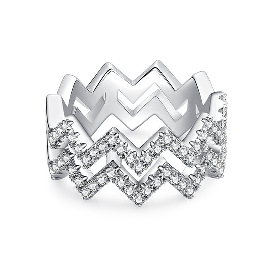 Diamond Shine – Elegante anello a zigzag in argento con moissanite di alta qualità