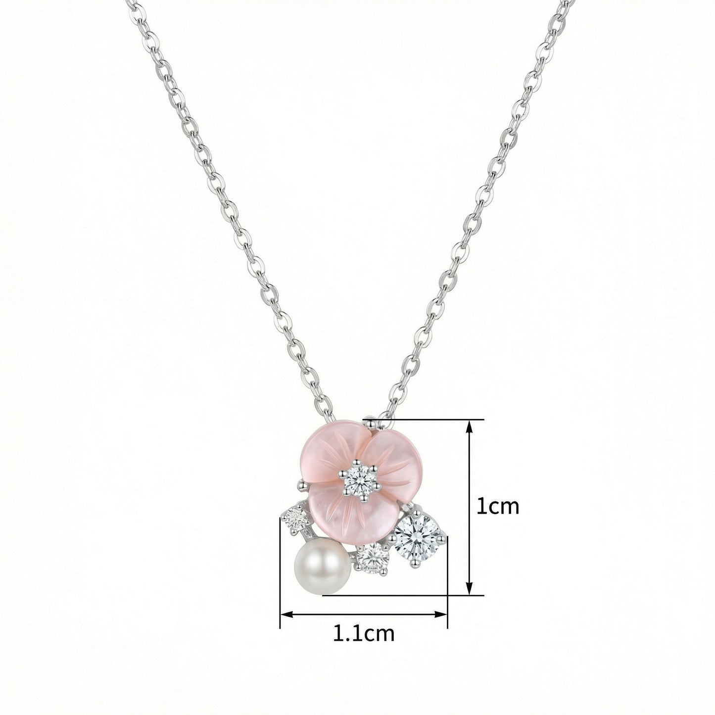 Rosenglanz – Collana in argento 925 con fiore, perla e cristalli