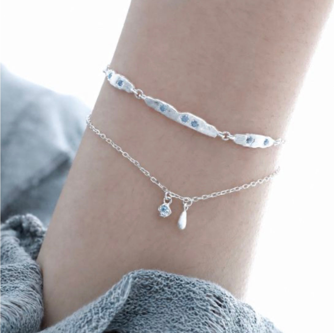 Lichtträne – Armband aus 925 Silber mit doppeltem CZ-Anhänger