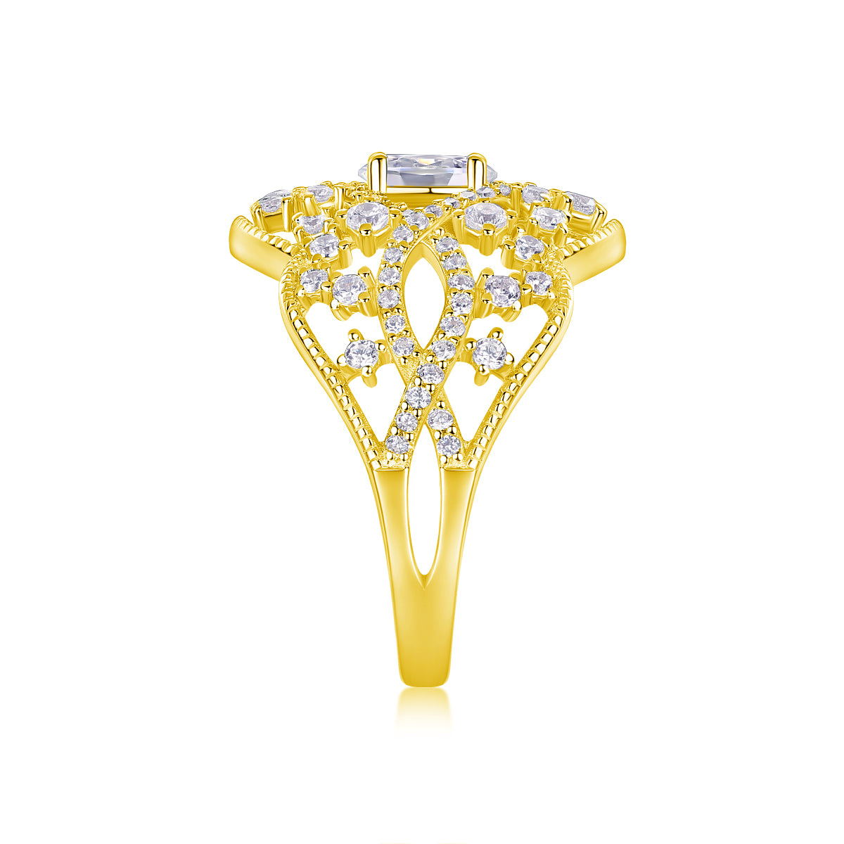 Moonlight Waltz – Elegant moissanite wedding ring