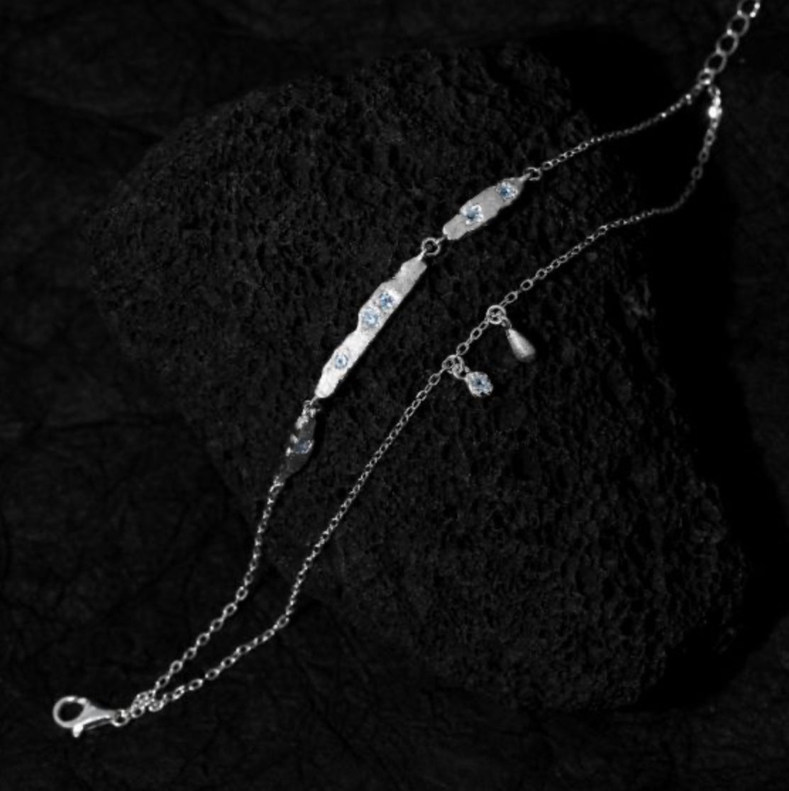 Lichtträne – Armband aus 925 Silber mit doppeltem CZ-Anhänger