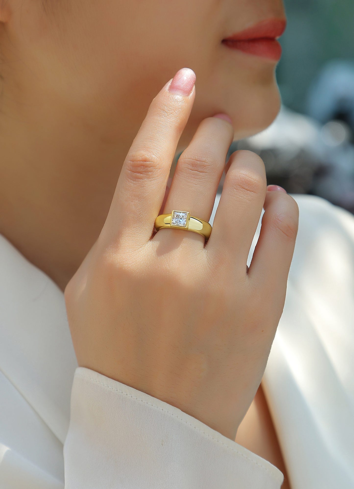 Champagne - Luxus Silber Ring