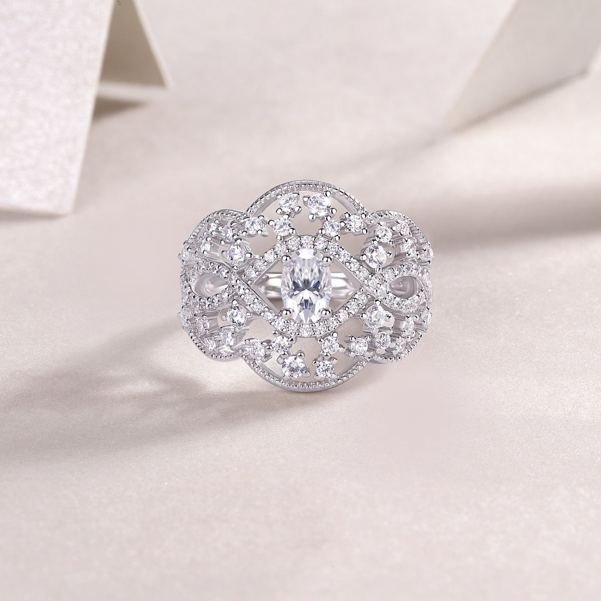 Moonlight Waltz – Elegant moissanite wedding ring
