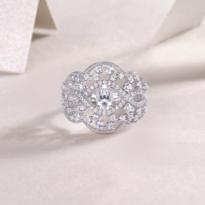 Moonlight Waltz – Elegant moissanite wedding ring