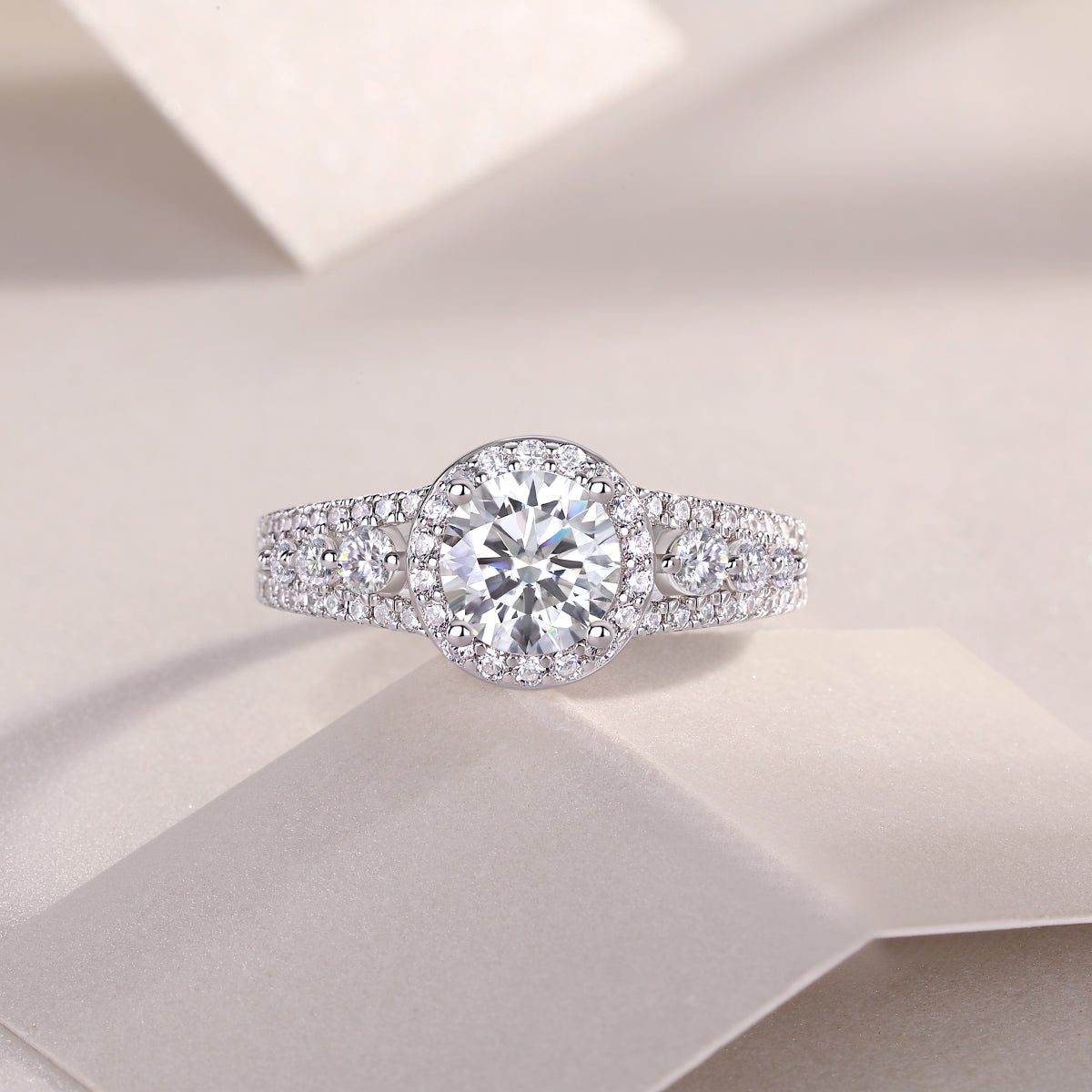 Meteor Shower – Radiant Moissanite Wedding Ring