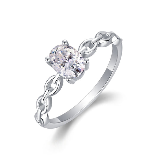 Rosa – Elegante anello nuziale con moissanite a forma di uovo