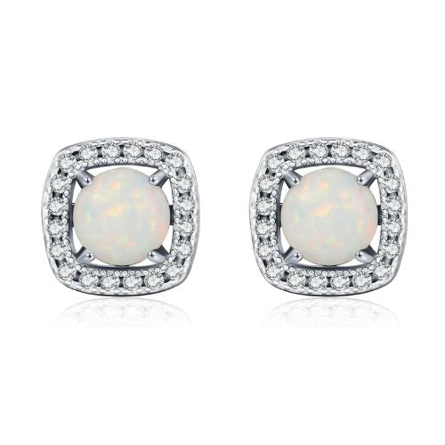 Urban Square – Elegant Opal Stud Earrings