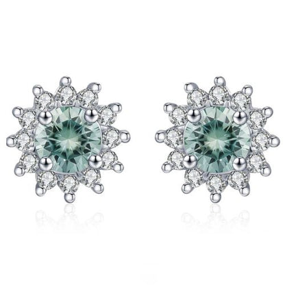 Emerald Sun - Orecchini a bottone con moissanite verde