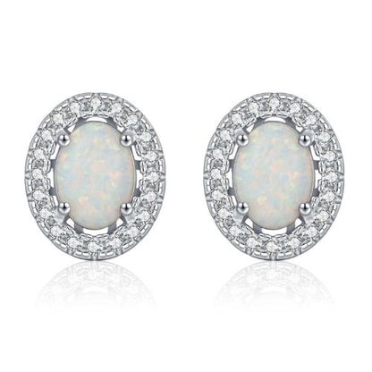Urban Oval – Opal Halo Stud Earrings