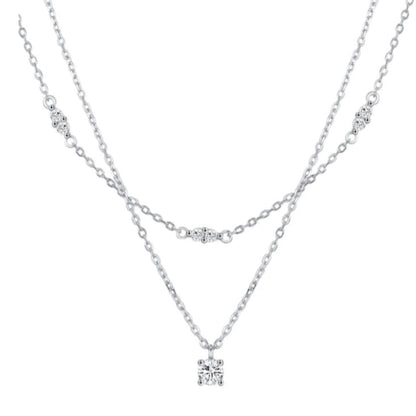 Eternal Radiance – Double-Layered Moissanite Pendant Necklace