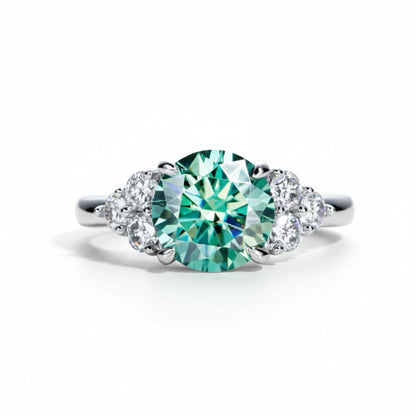 Ocean Dream – 3ct Moissanite Verlobungsring in Blau-Grün, 18K Goldplattiertes 925 Silber