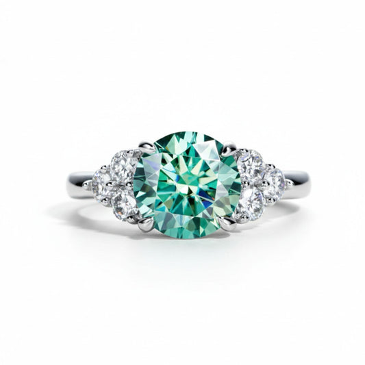 Ocean Dream – 3ct Moissanite Verlobungsring in Blau-Grün, 18K Goldplattiertes 925 Silber